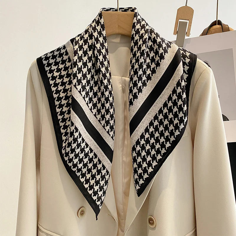 Printed Square Scarf with Polka Dot Pattern Options