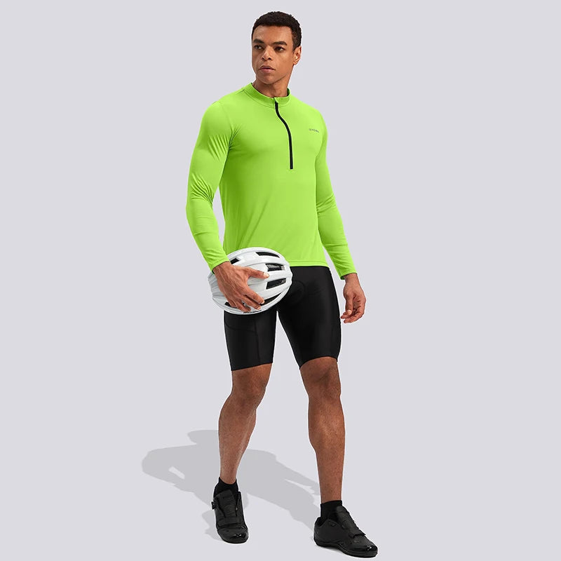 Men Long Sleeve Cycling Jersey Quick Dry Breathable Road Bike Shirt