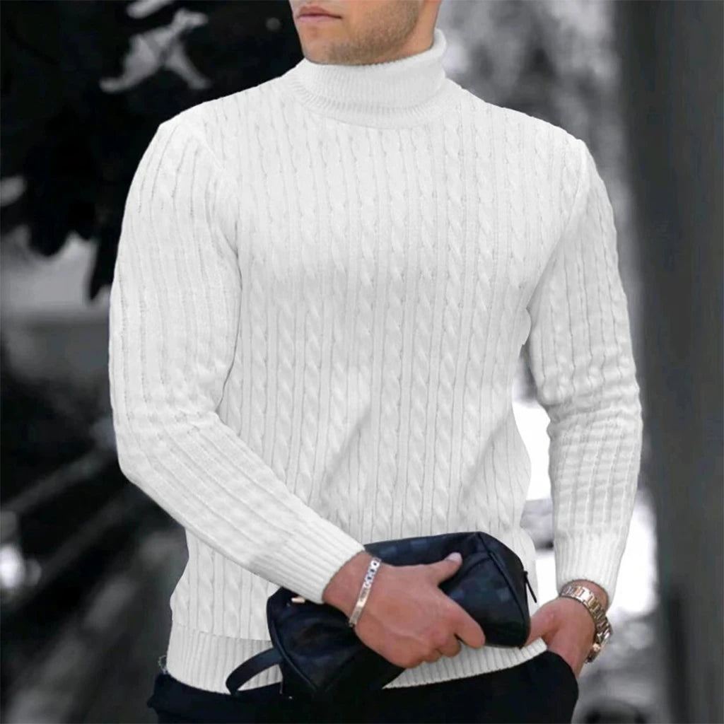 Men's Ribbed Turtleneck Long Sleeve Knit Sweater