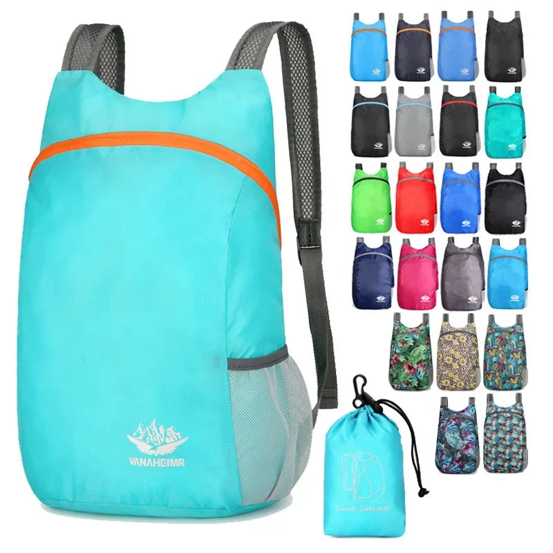 Foldable Backpack with Front Pocket and Side Bottle Pockets