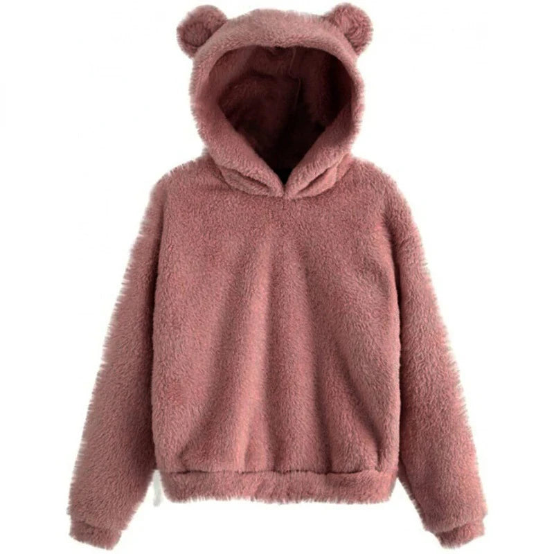 Bear Ear Long Sleeve Pullover Casual Hoodie for Layering