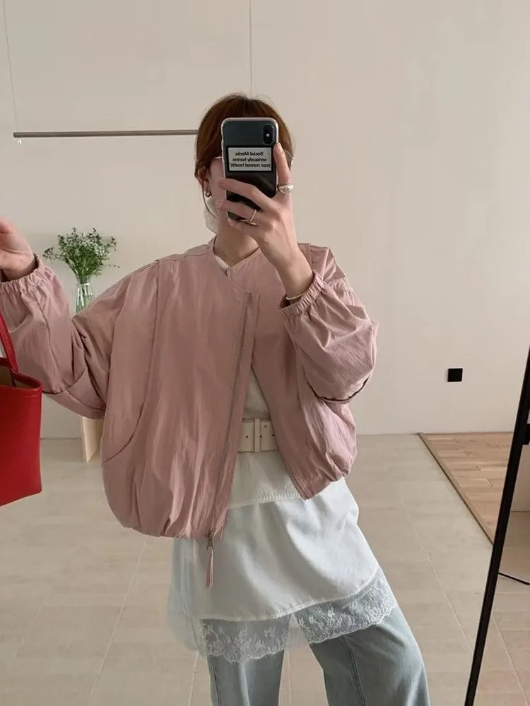 Loose-Fit Zip-Front Bomber Jacket