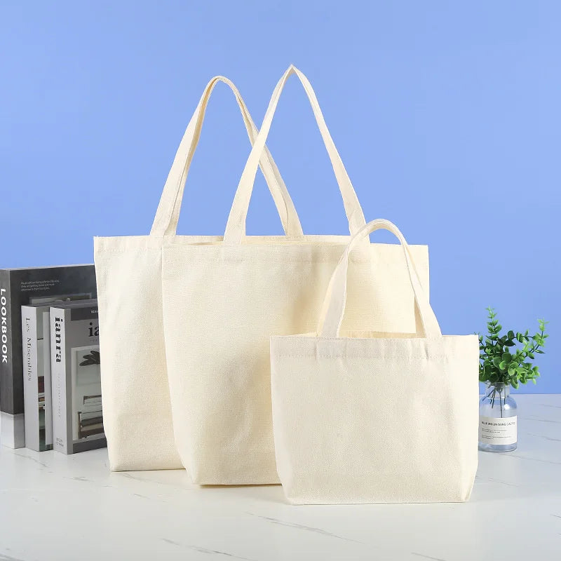Plain Canvas Style Tote Bag with Long Shoulder Handles