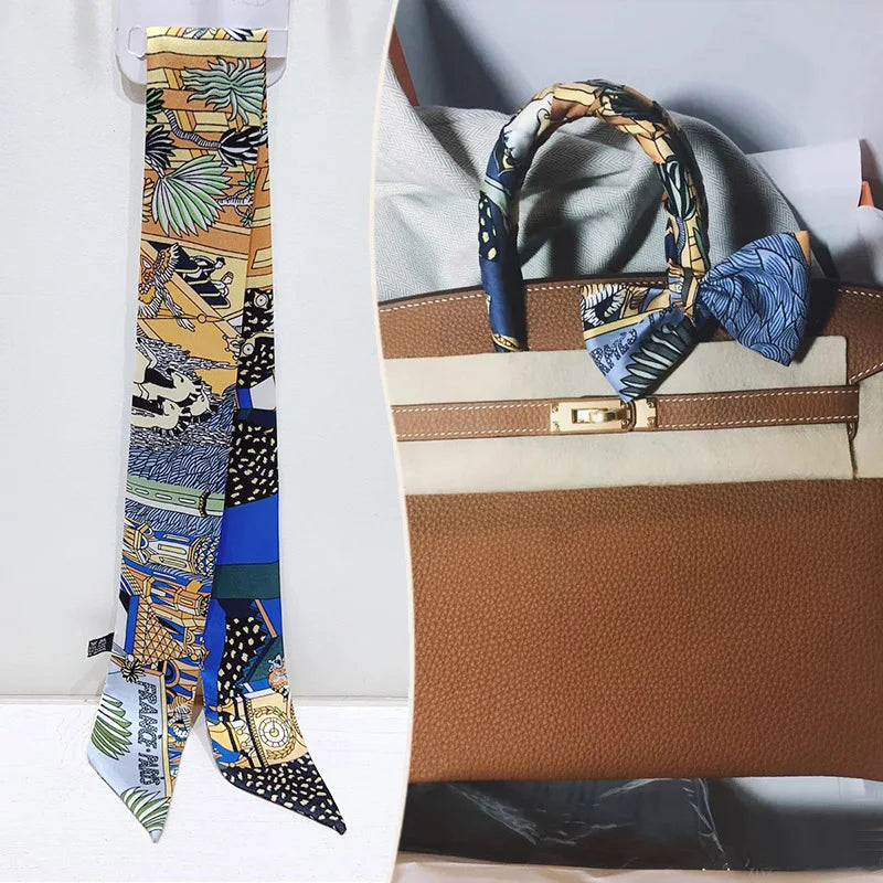 Printed Skinny Scarf for Neck and Bag Handle Styling