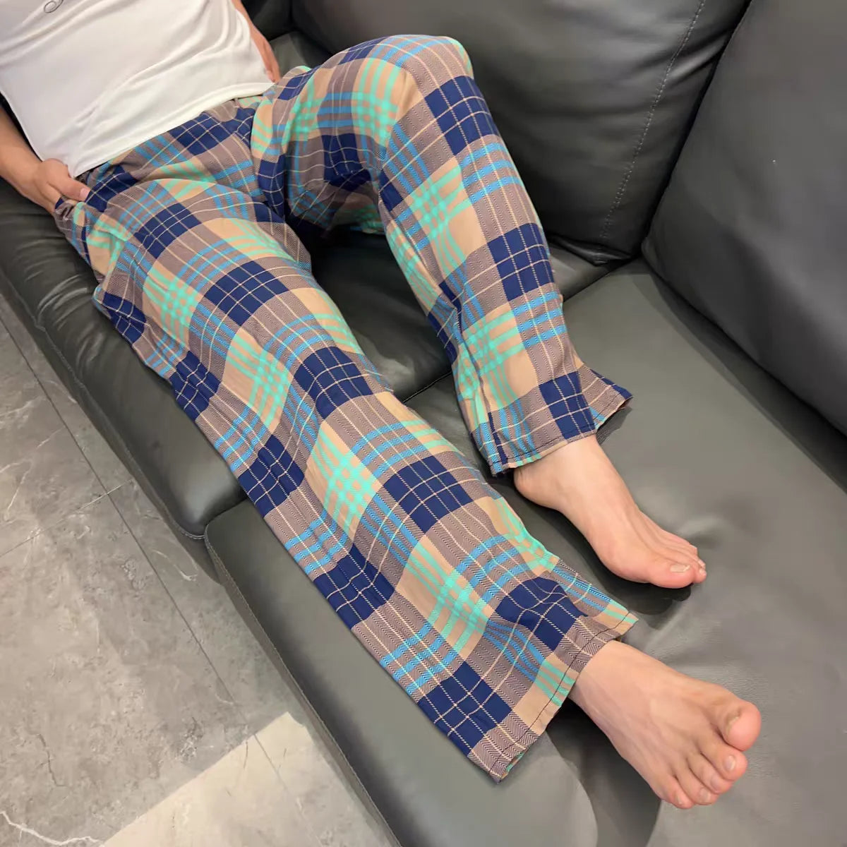 Men's Patterned Elastic Waist Straight Leg Pajama Lounge Pants