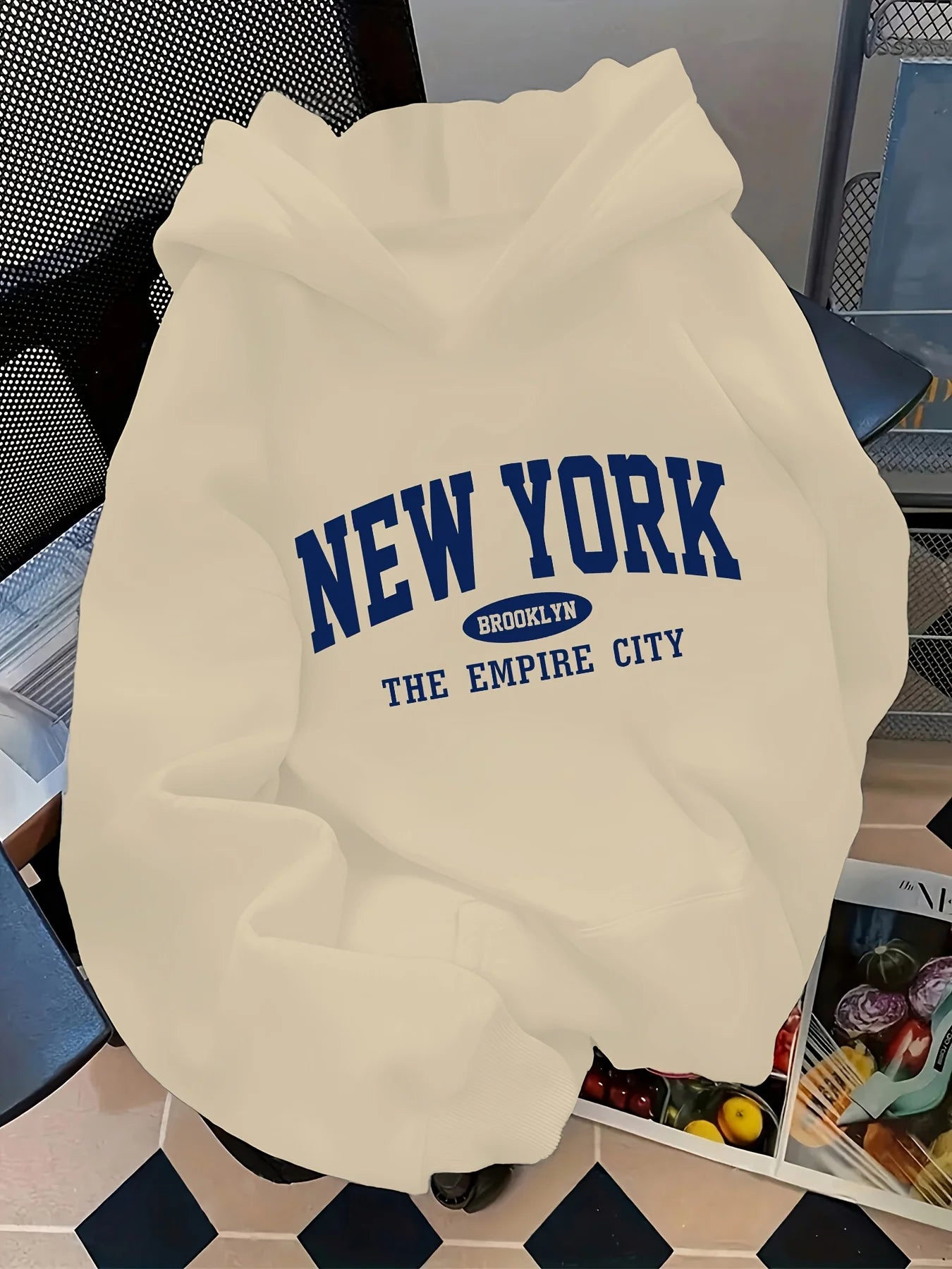 Letter Graphic Long Sleeve Pullover Casual Hoodie for Layering