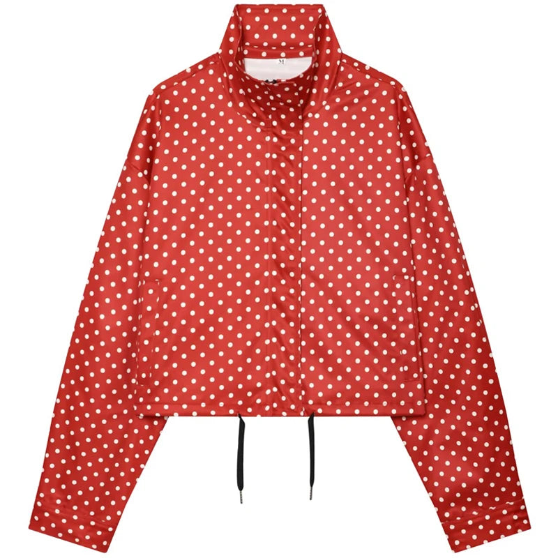 Women's Polka-Dot Zip-Front Bomber Jacket