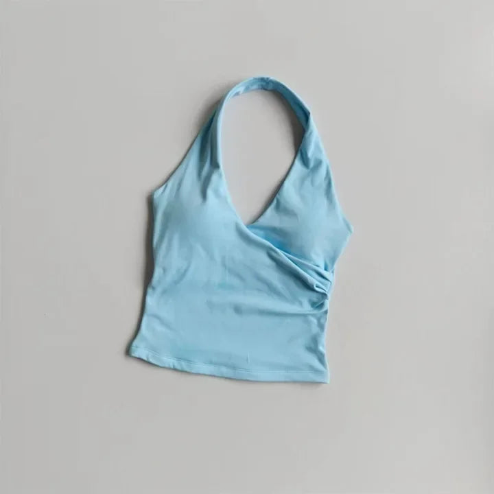 Women's Wrap Front Halter Neck Tank Top