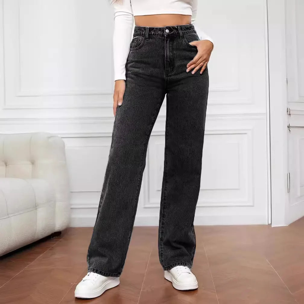 Women's Blue High Waist Wide Leg Denim Jeans