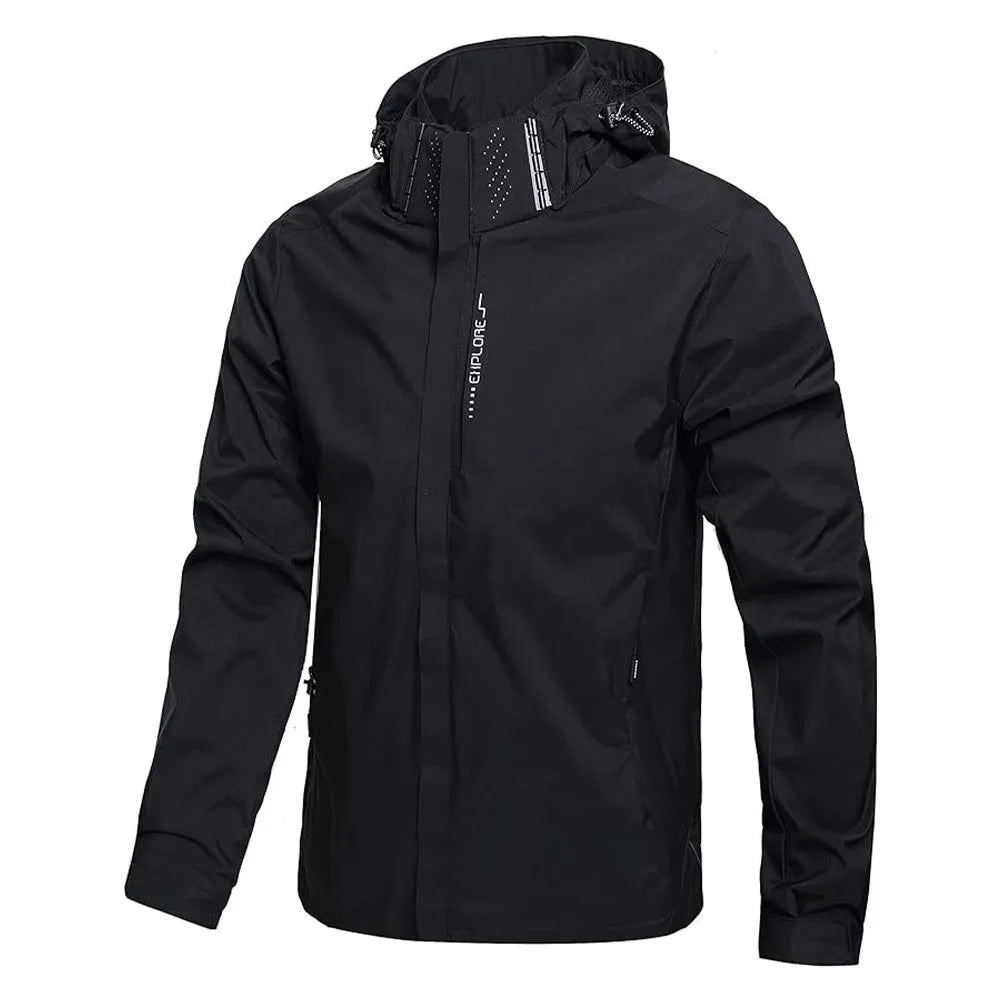 Men's Loose Long-Sleeve Hooded Zip-Front Jacket for Casual Everyday Outdoor Layered Outfits
