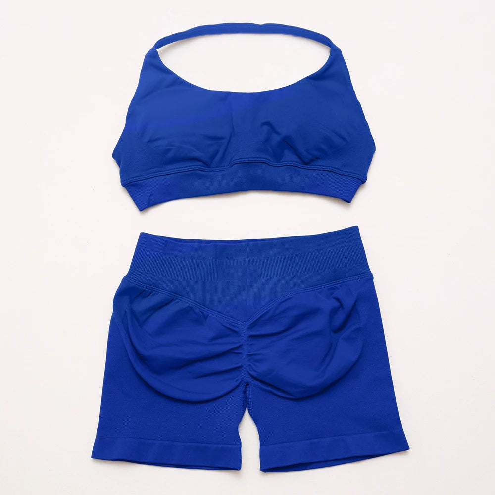 Women's Halter Bra And Shorts Yoga Set For Workout Outfits