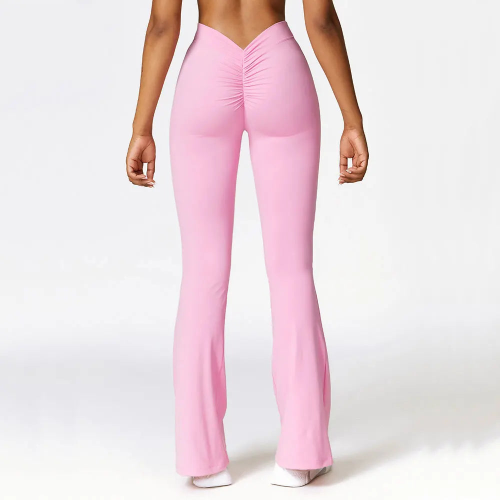Women's V Back Flared Leggings For Workout Outfits