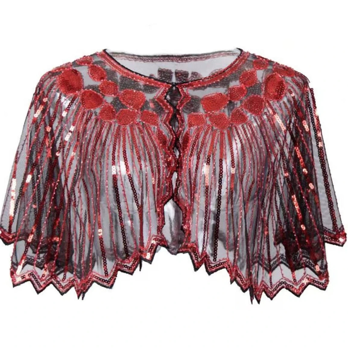 Sequined Fringe Capelet for Layering over Dresses and Tops