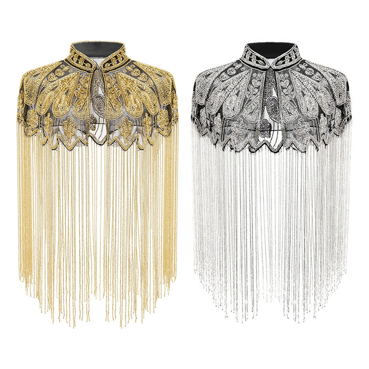 Beaded Long Fringe Cape for Layering over Outfits