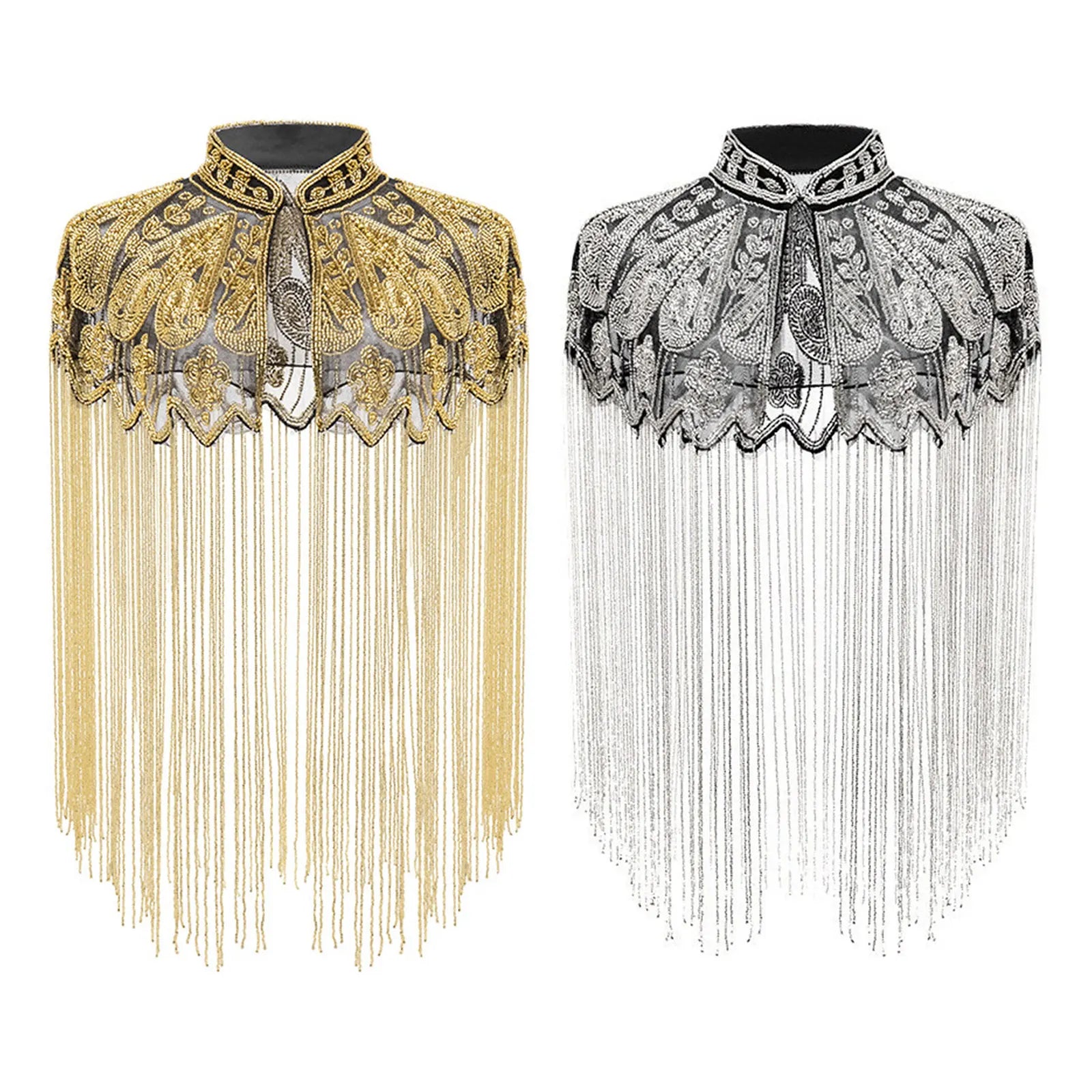 Beaded Long Fringe Cape for Layering over Outfits