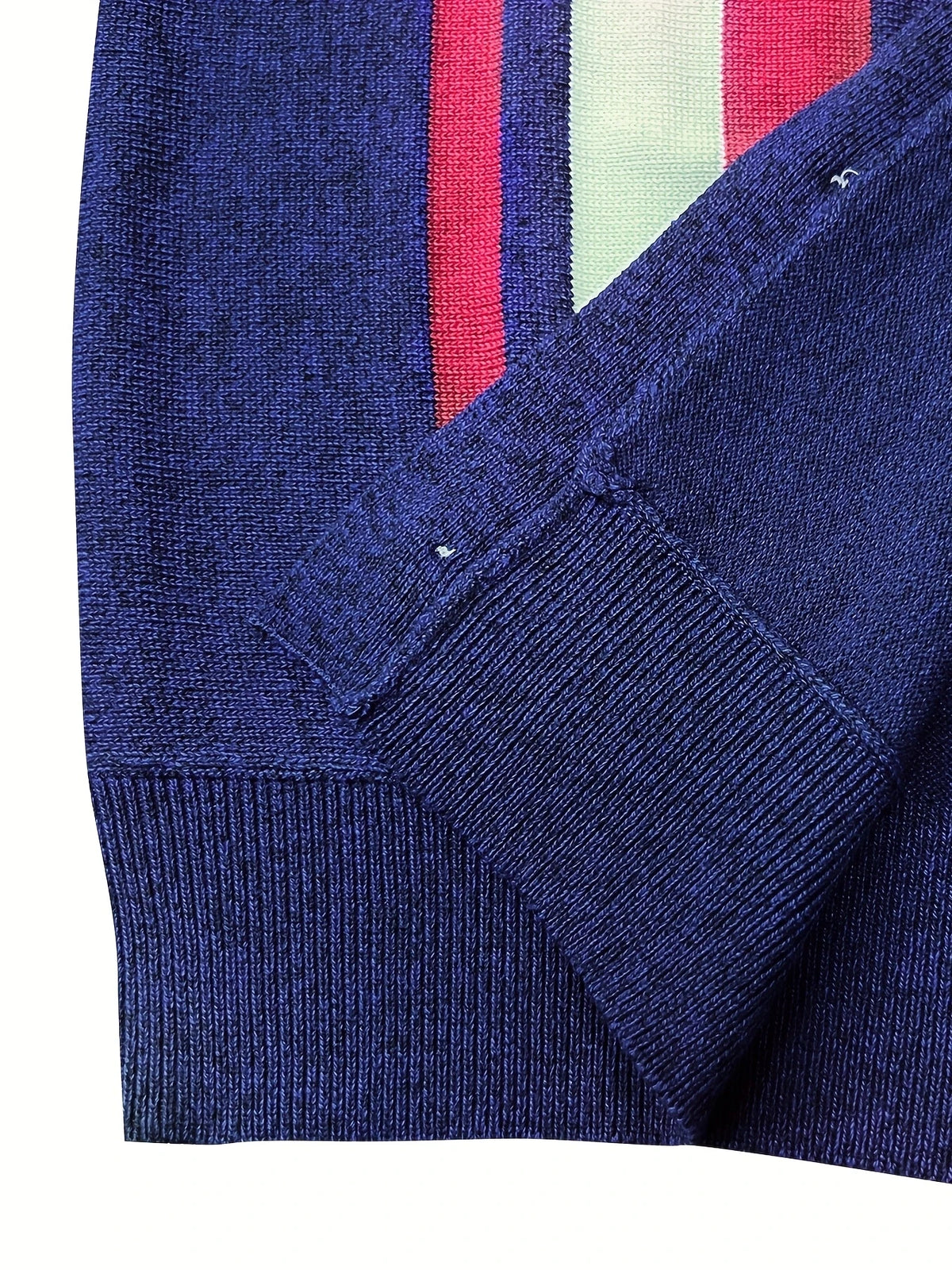 Men's Contrast Stripe Button Front Knit Cardigan
