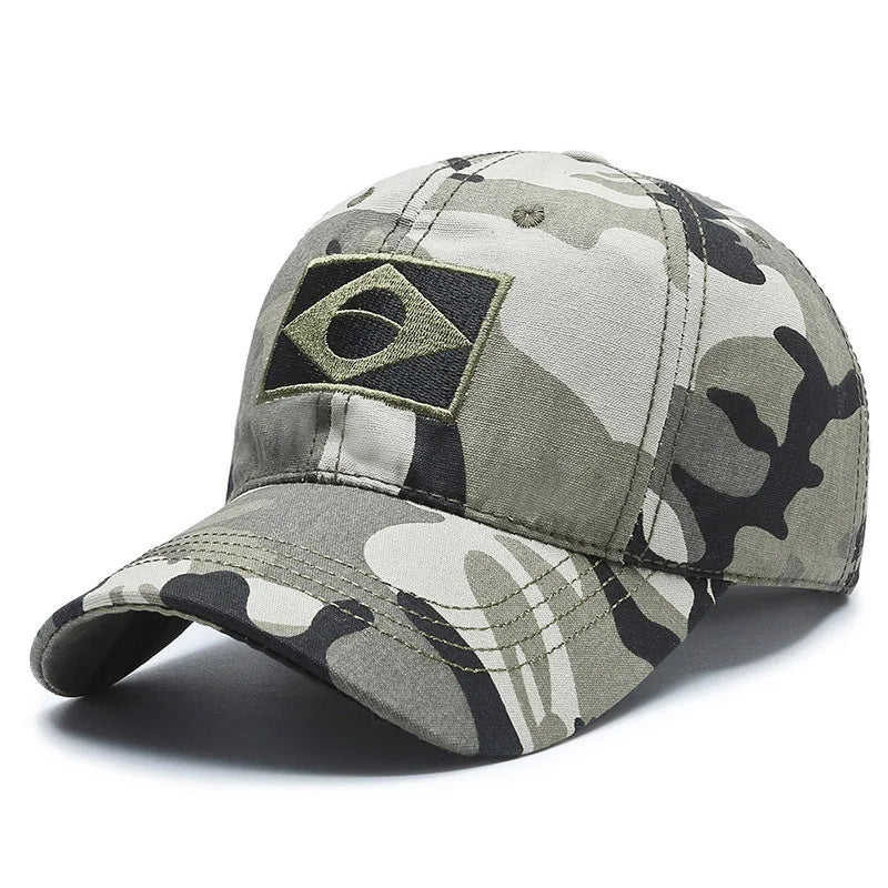 Men's Cotton Cap with Flag Patch and Adjustable Rear Strap