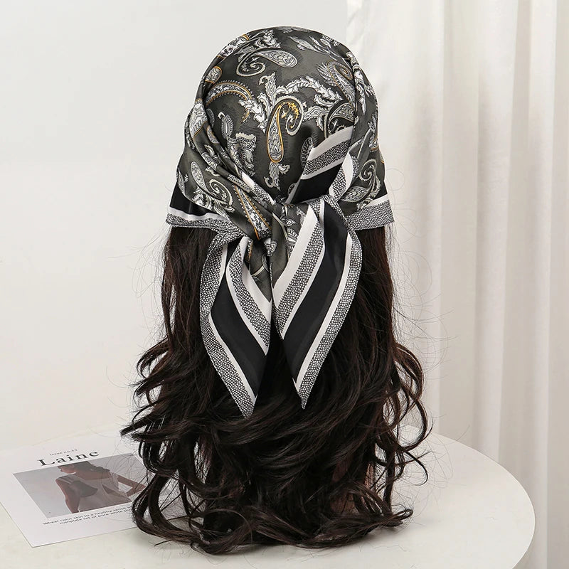 Floral Print Square Scarf for Head and Neck Styling