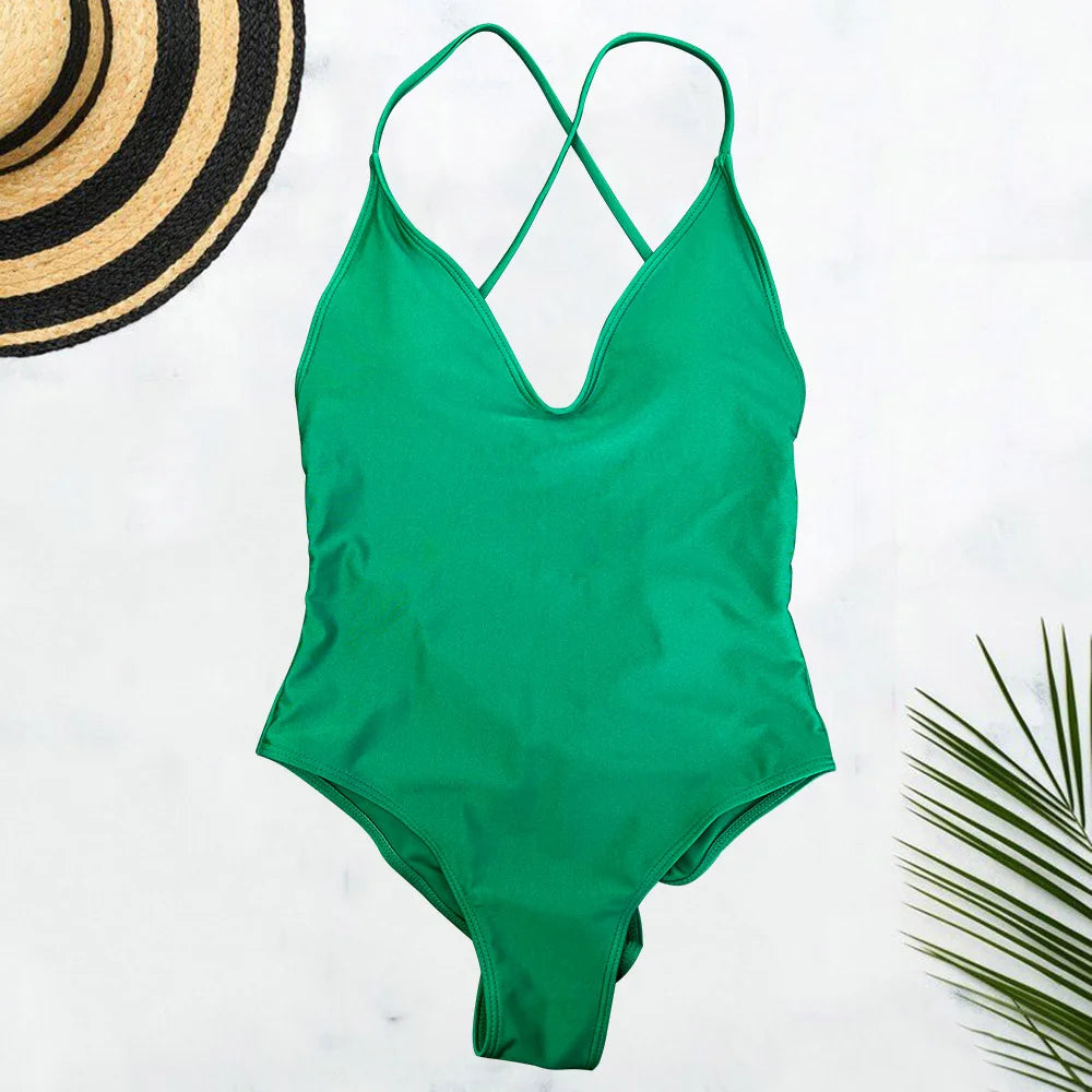Plus Size Solid One-Piece Swimsuit