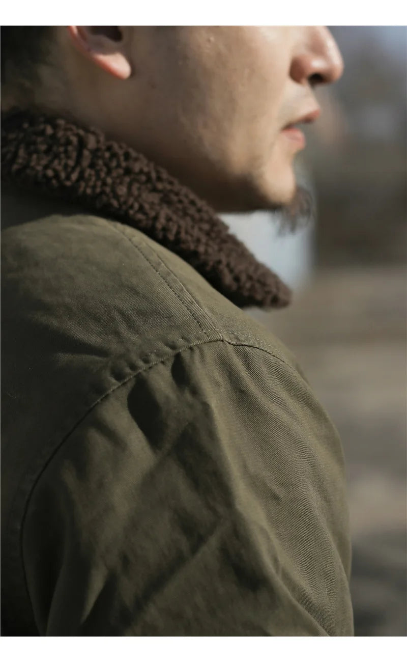 High quality vintage USN WW2 USMC thick sherpa fleece winter clothes khaki military work blank Winter N1 deck jacket for men