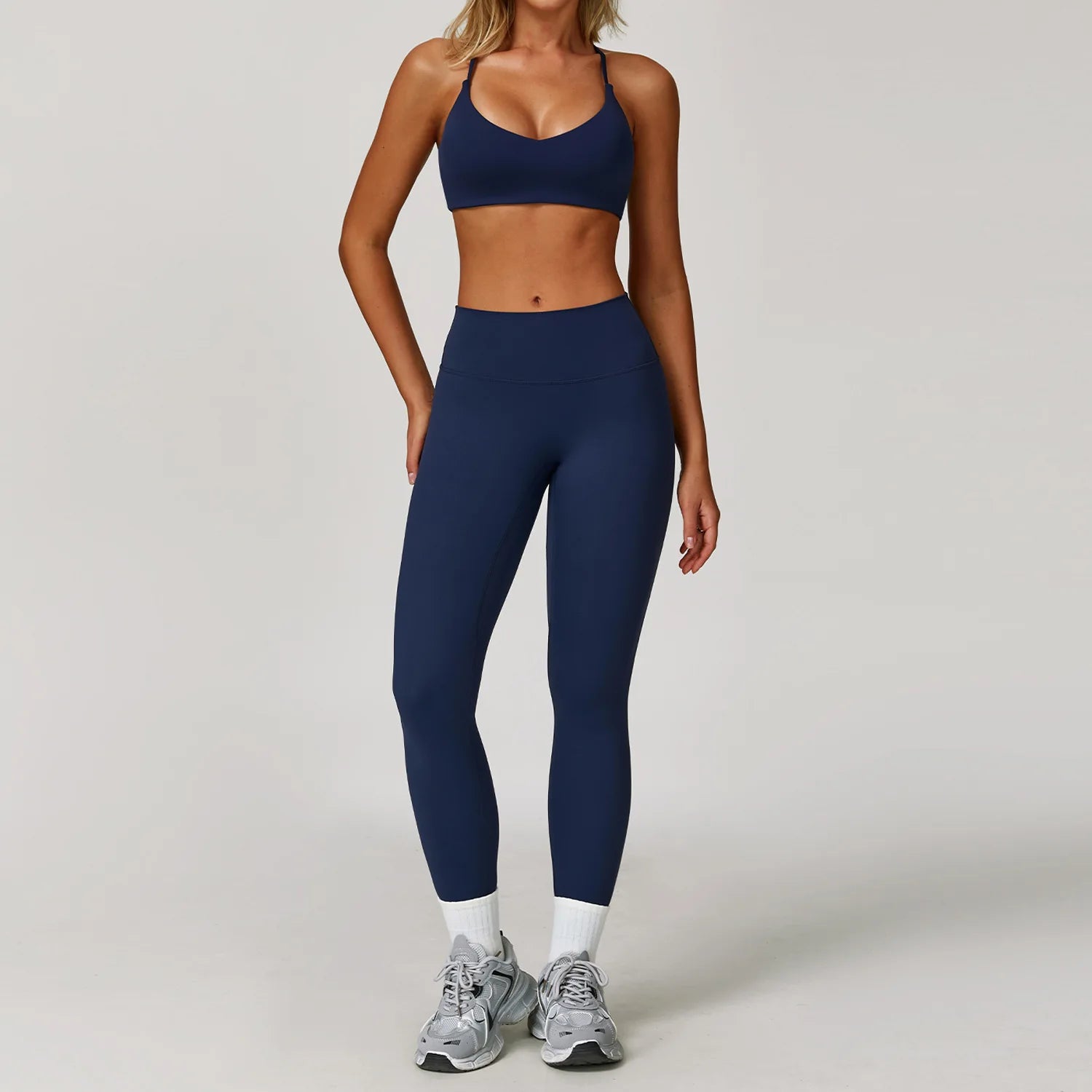 Women's Zip Layer Bra And Leggings Yoga Set