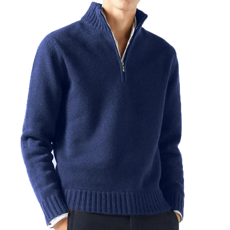 Men's Quarter Zip Long Sleeve Knit Sweater