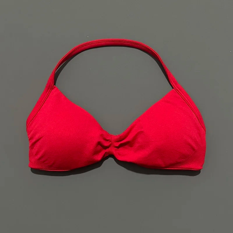 Women's Ruched Halter Neck Sports Bra