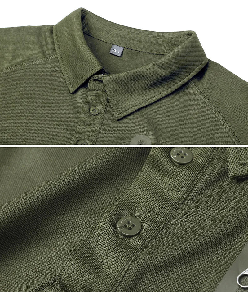 Men's Short Sleeve Polo Shirts Summer Tactical Polo with Zip Pocket Outdoor Hiking Golf Shirt Big Plus Size USA Size