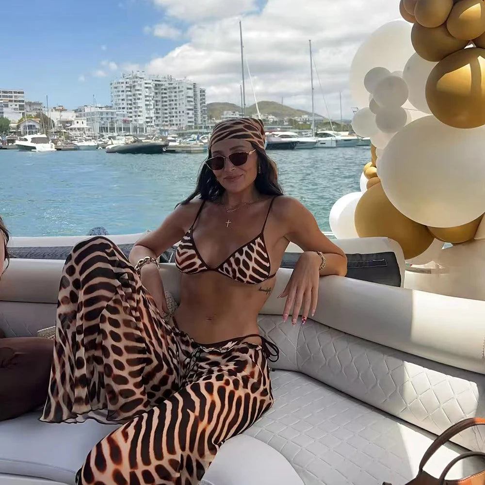 Printed Bikini with Kimono Cover-Up