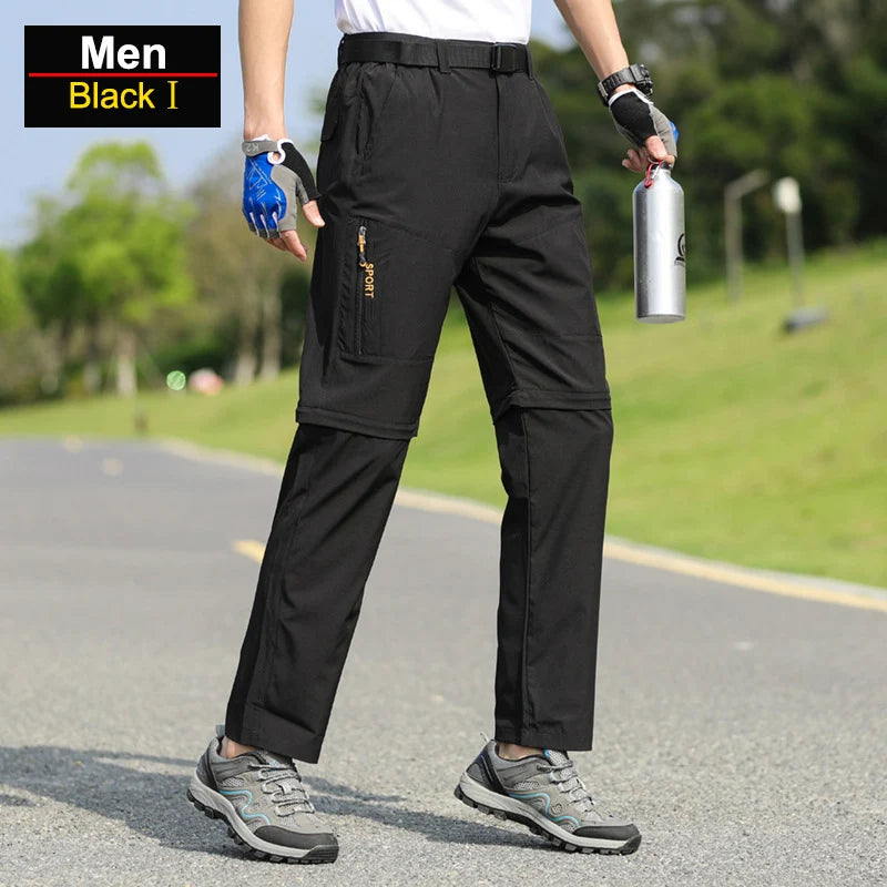 Men's Convertible Hiking Pants with Cargo Pockets and Detachable Legs