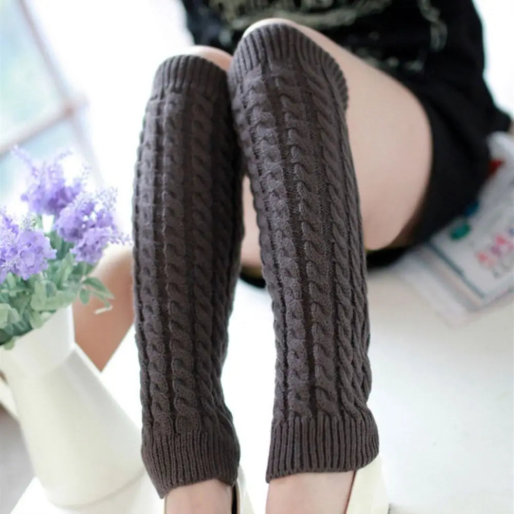 Cable Knit Calf Leg Warmers with Solid Color Choices
