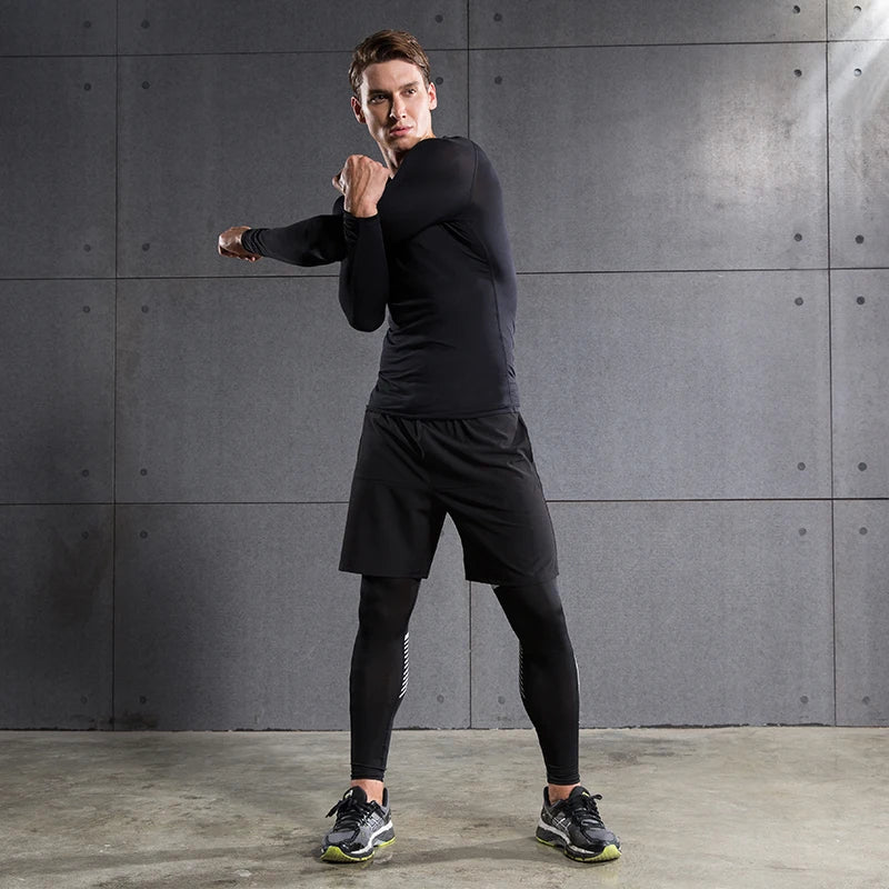 Fitted Crew Neck Long Sleeve Compression T Shirt