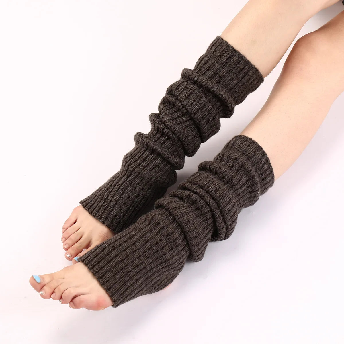 Solid Ribbed Leg Warmers with Slouchy Stirrup Shape