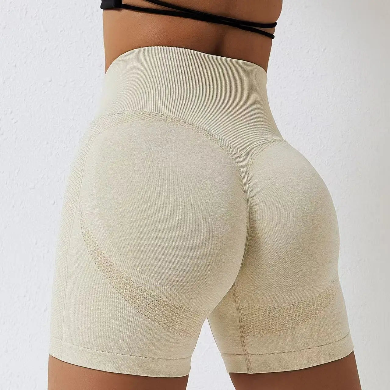 Women's High Waist Nylon Blend Shorts with Contour Knit Panels