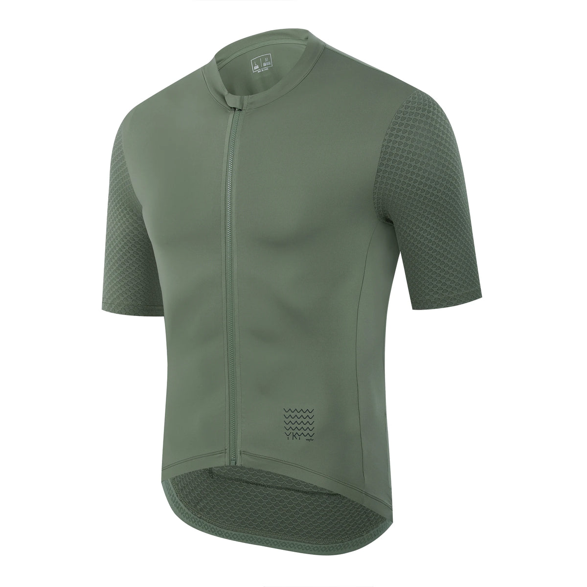 Men's Short Sleeve Full-Zip Cycling Jersey with Mesh Sleeves and Pockets