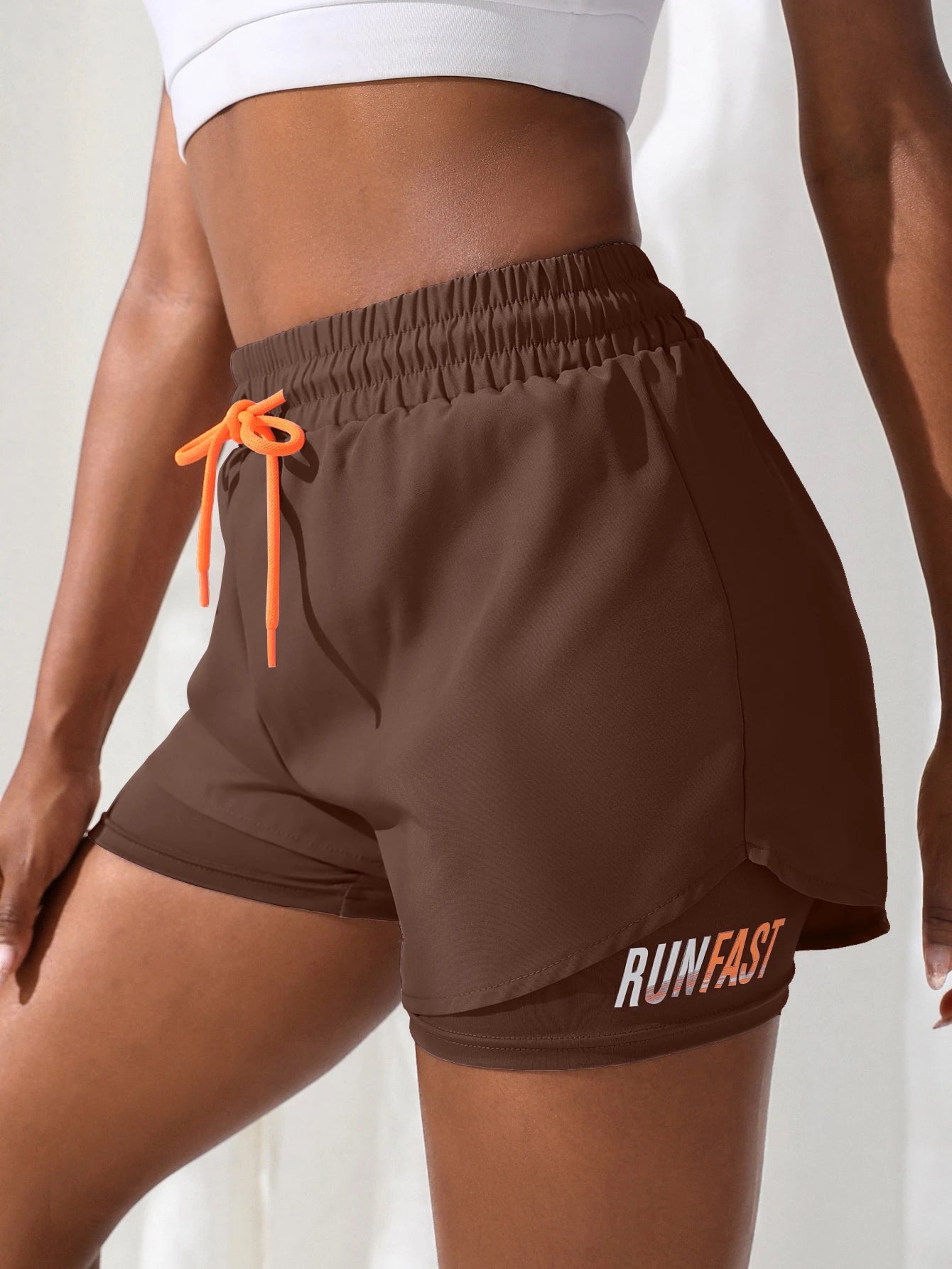 Women's Drawstring Double-Layer Running Shorts