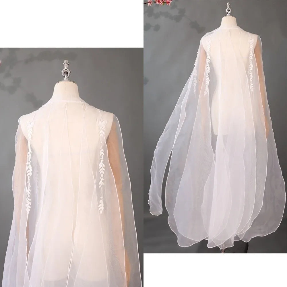 Long Sheer Shoulder Strap Cape for Layering over Outfits