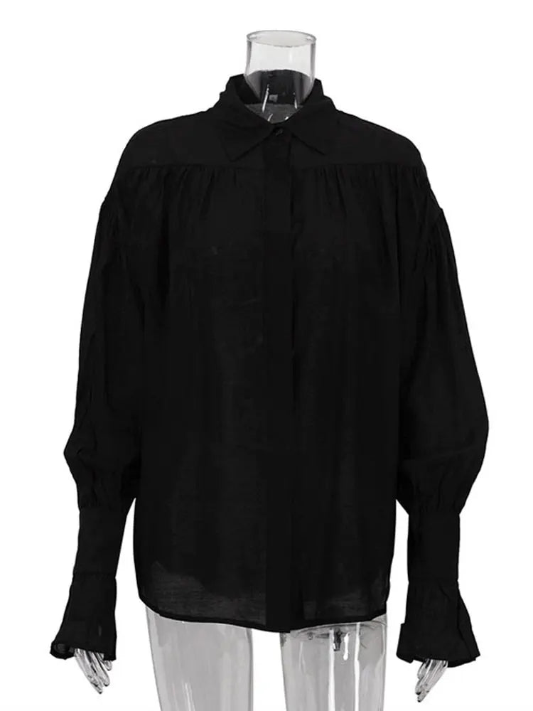 Women's Loose Flared Cuff Long Sleeve Blouse