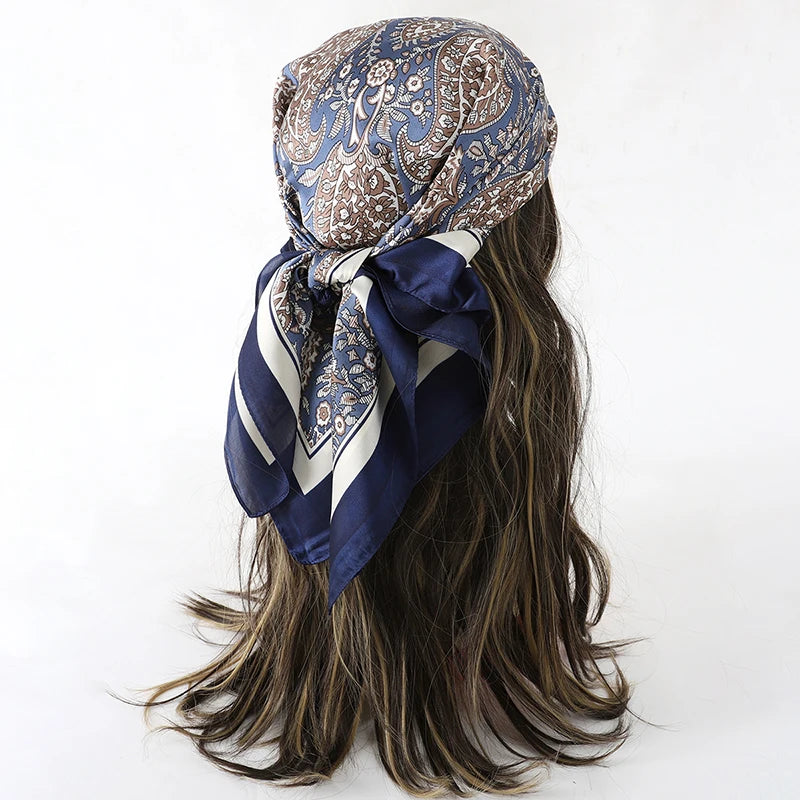 Floral Print Square Scarf for Head and Neck Styling