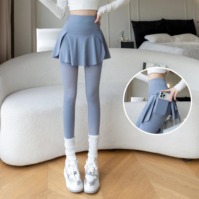Women's Skirt Overlay Full Length Leggings For Workout Outfits