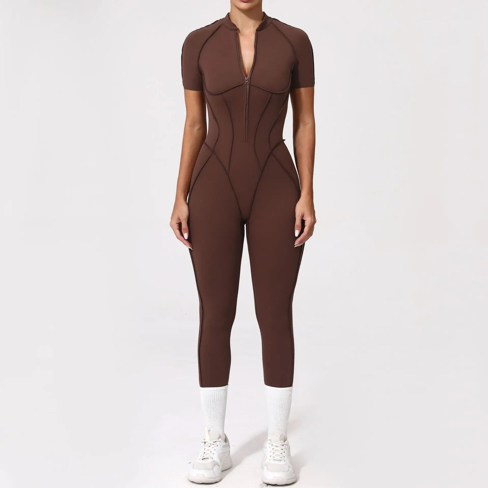 Women's Contoured Workout One Piece with Back Cutout and Multiple Sleeve Styles