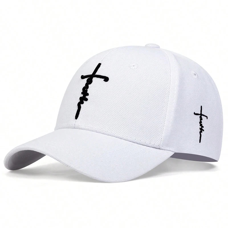 Cross Embroidered Baseball Cap with Adjustable Back Closure
