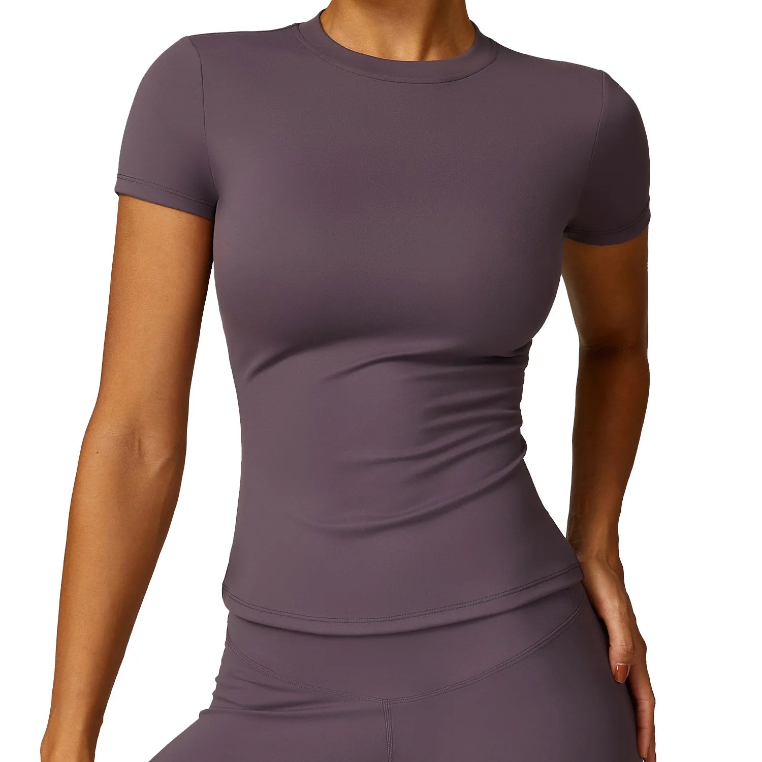Women's Crew Neck Fitted Short Sleeve T-shirt For Workout Outfits