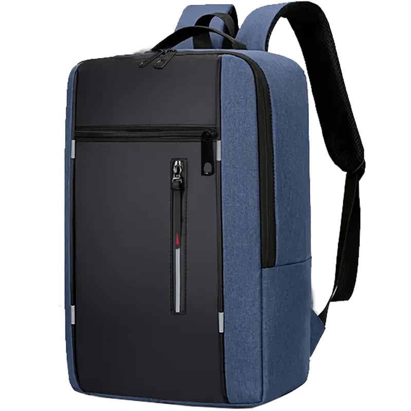 Rectangular Laptop Backpack with Front Zippered Pocket Design