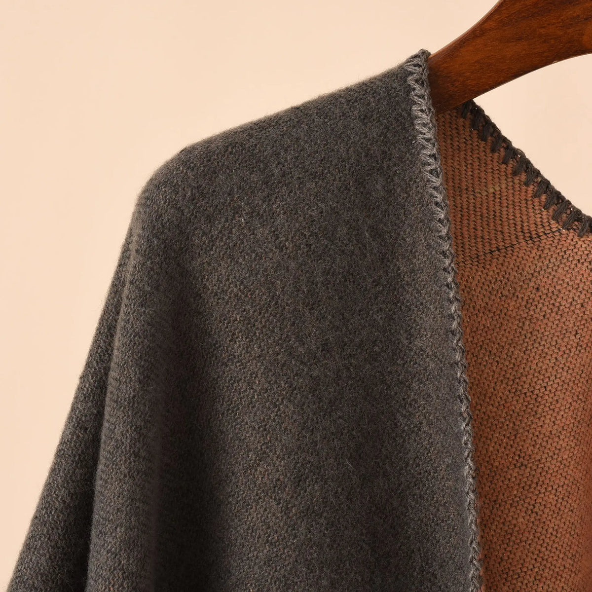 Block Stripe Open Front Poncho for Layering over Outfits