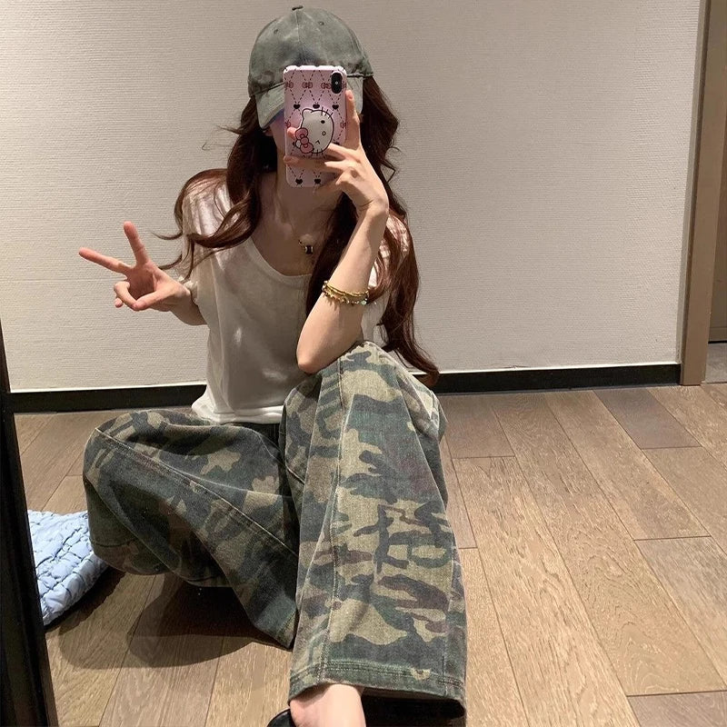 Women's Camouflage Wide Leg Casual Pants For Everyday Outfits