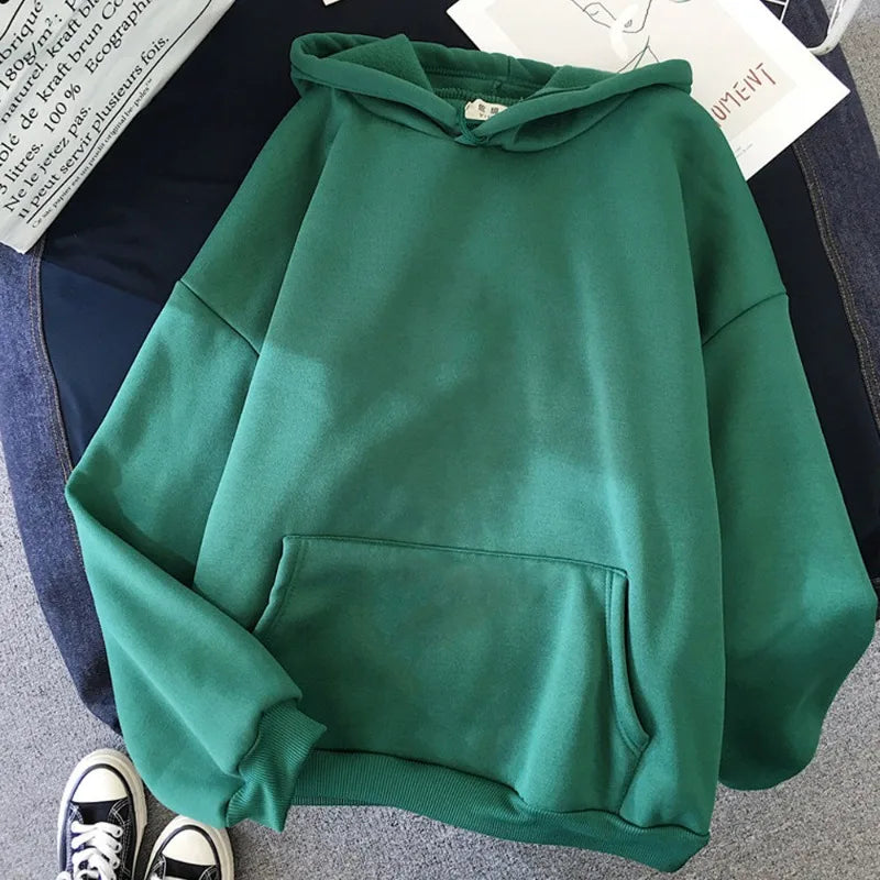 Long Sleeve Casual Hooded Sweatshirt with Relaxed Streetwear Styling