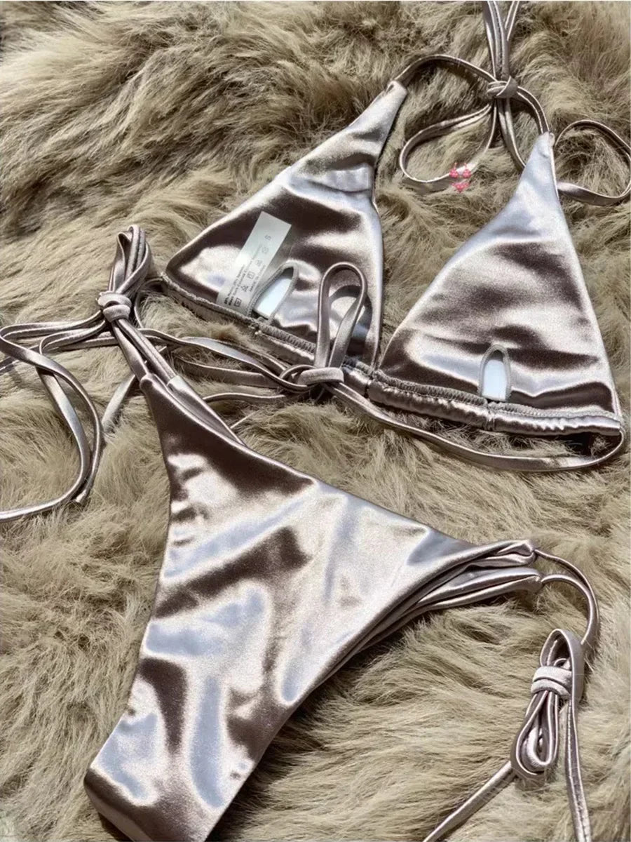 Shiny Halter Bikini