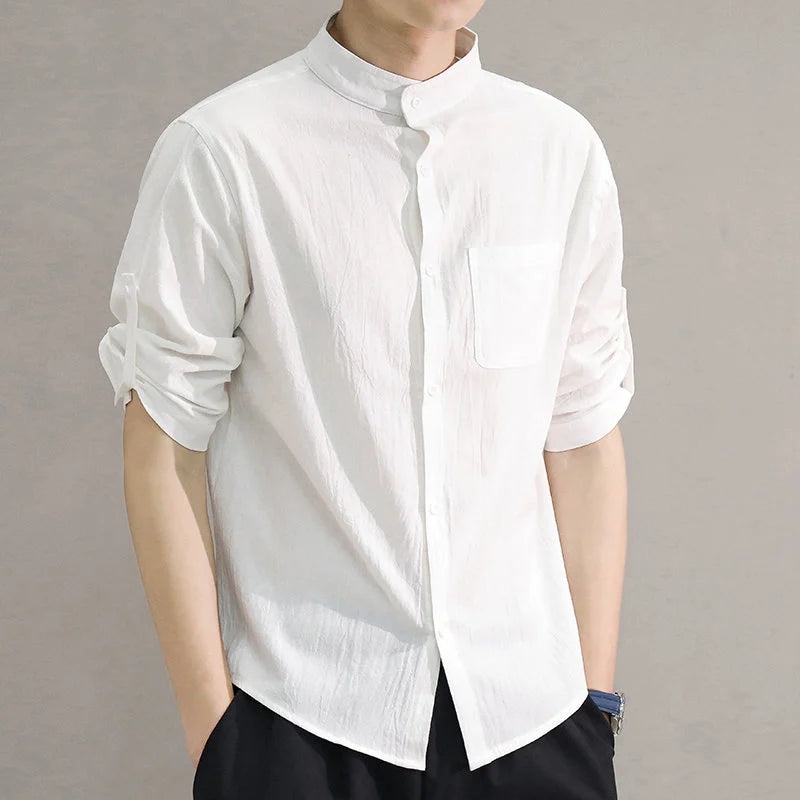 Men's Cotton Half-Sleeve Button-Front Shirt