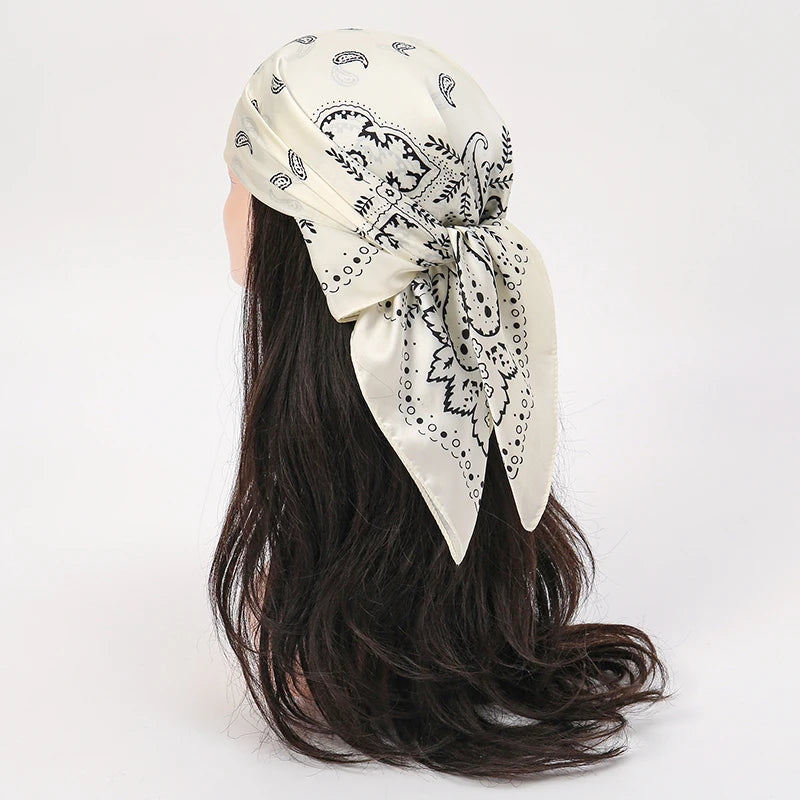 Printed Square Neck Scarf with Decorative Border Designs